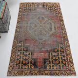 3x6 Shades Of Red & Black Handmade Wool Classic Vintage Rug, 100x179Cm