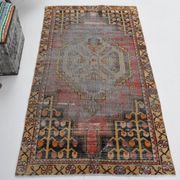 3x6 Shades Of Red & Black Handmade Wool Classic Vintage Rug, 100x179Cm