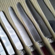 12 cheese knives, fruit handle in horn