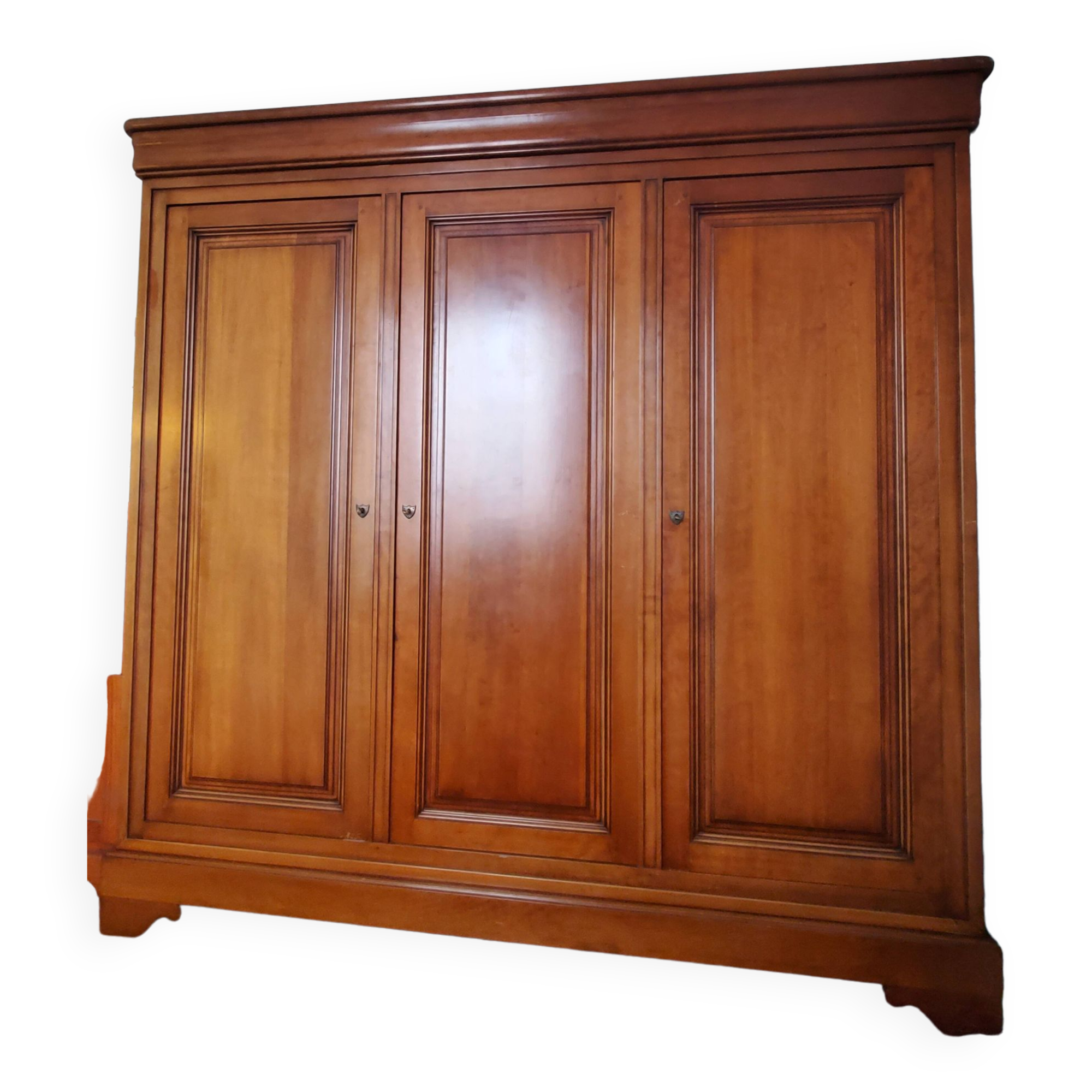 Louis Philippe style solid cherry 3-door wardrobe