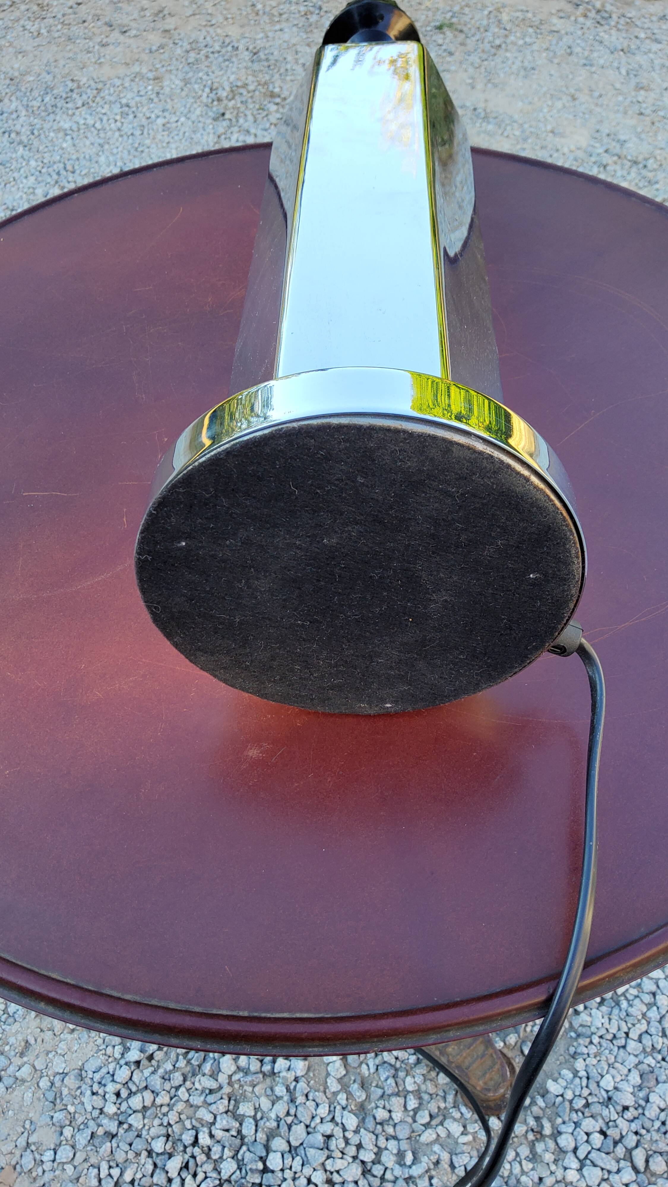Lamp of the 70s in chrome metal original lampshade