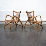 Pair of fan rattan chair