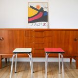 Pair of green and red Formica stools, 1970