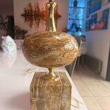 Travertine Lamp Base by Philippe Barbier, 1970s