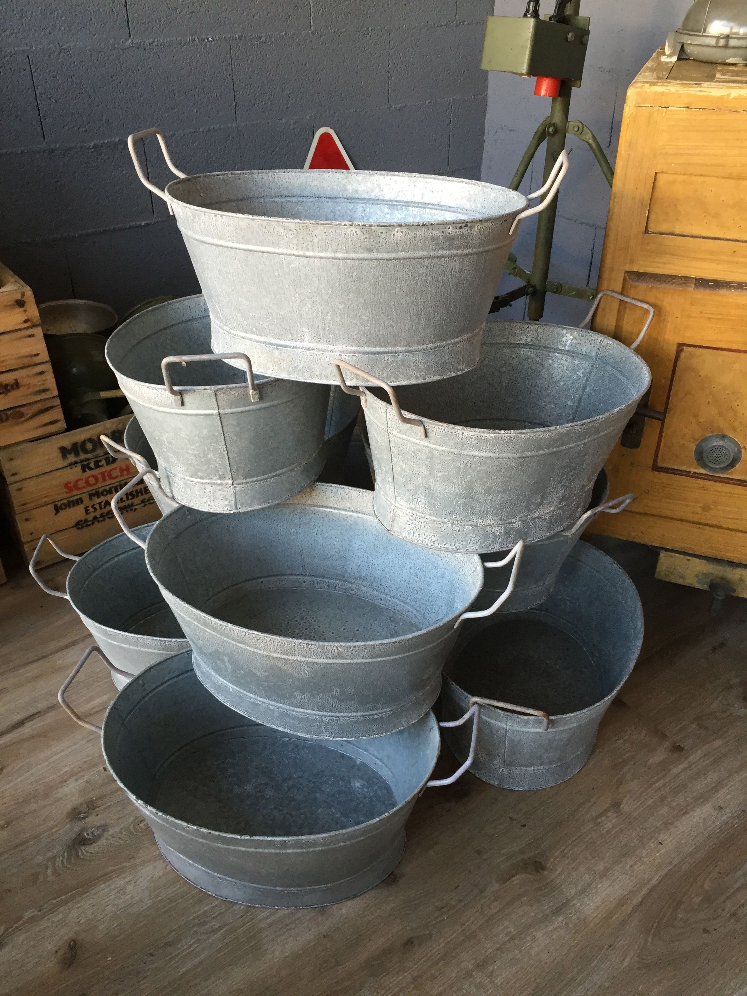 bassine en zinc Zinc Oval Basin Tub Bucket