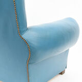 Club armchair in blue leather