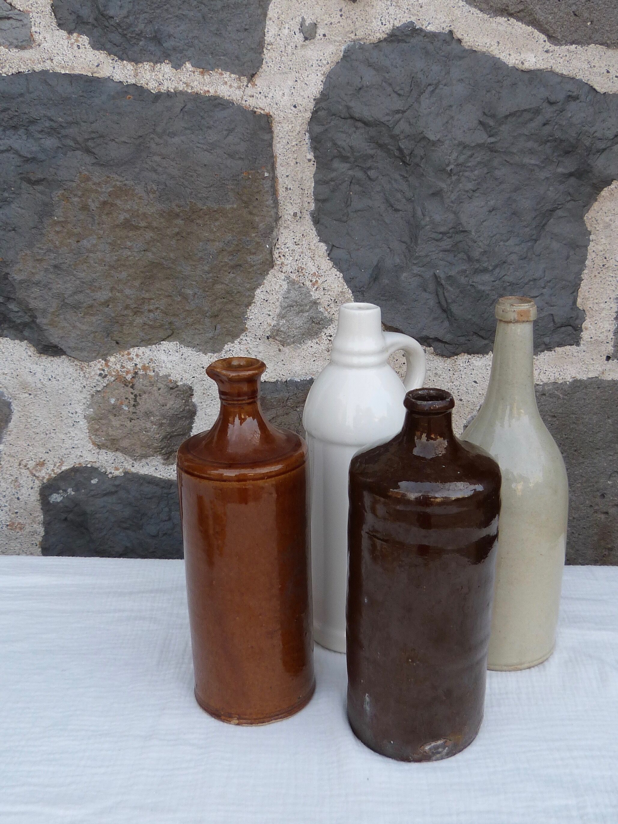 Set of 4 stoneware bottles