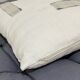 Coussin carré en toile ancienne style kilim tissé, patché, monogramme AB