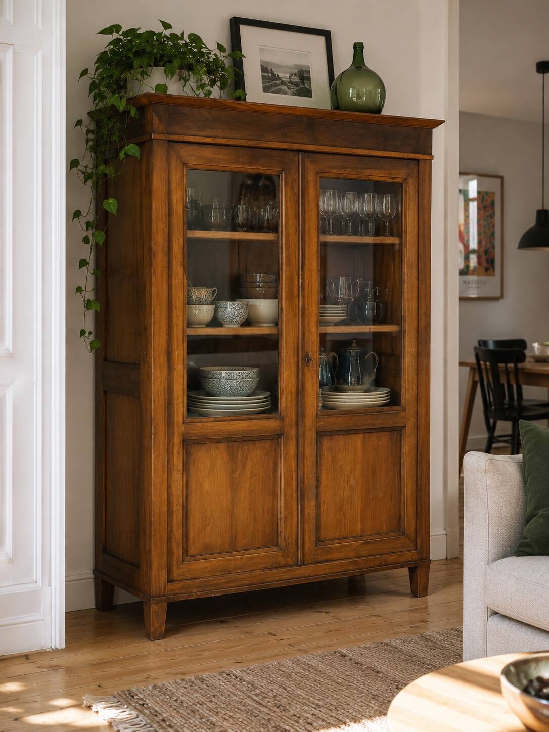 Walnut display cabinet