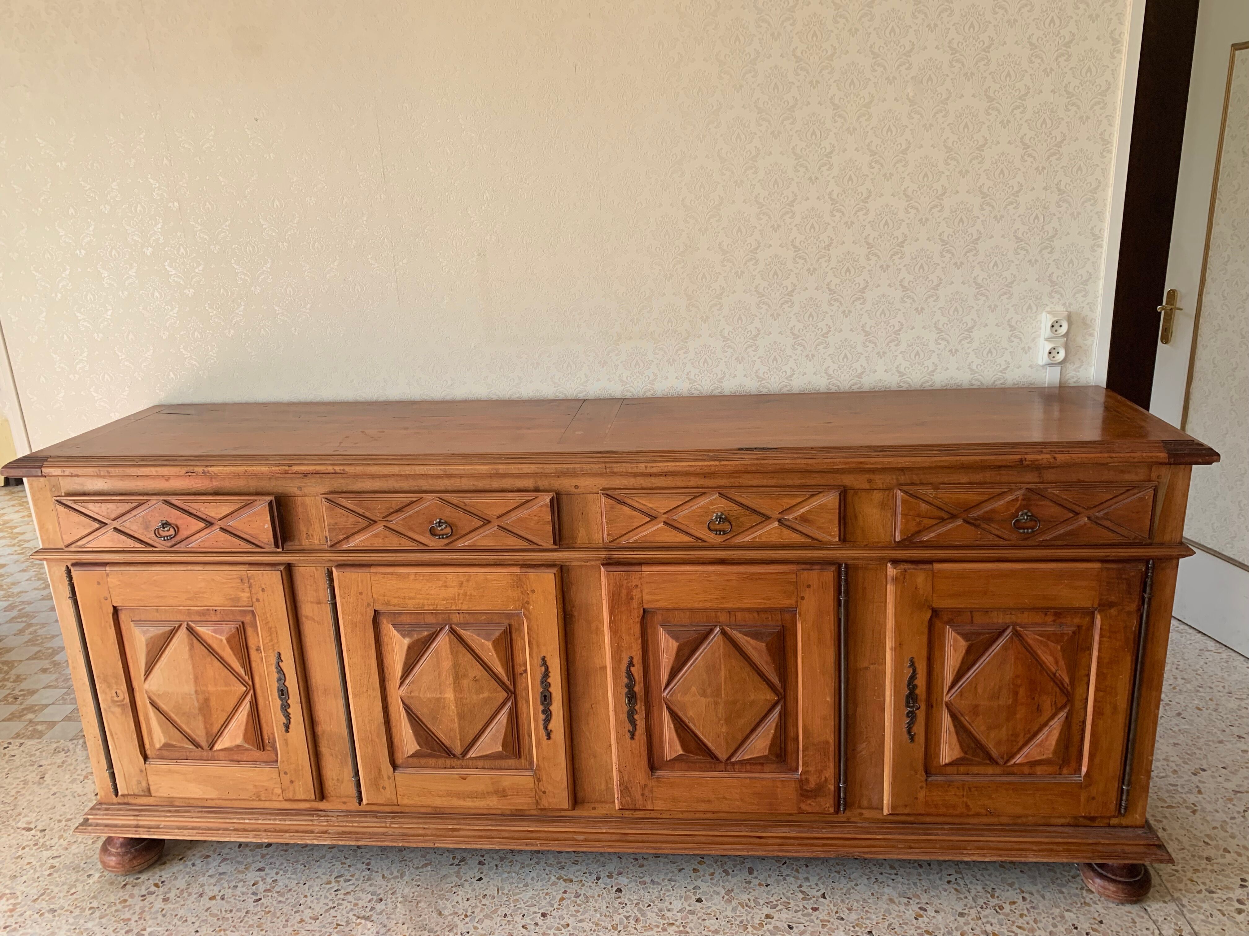Vintage 4-door sideboard in solid wood