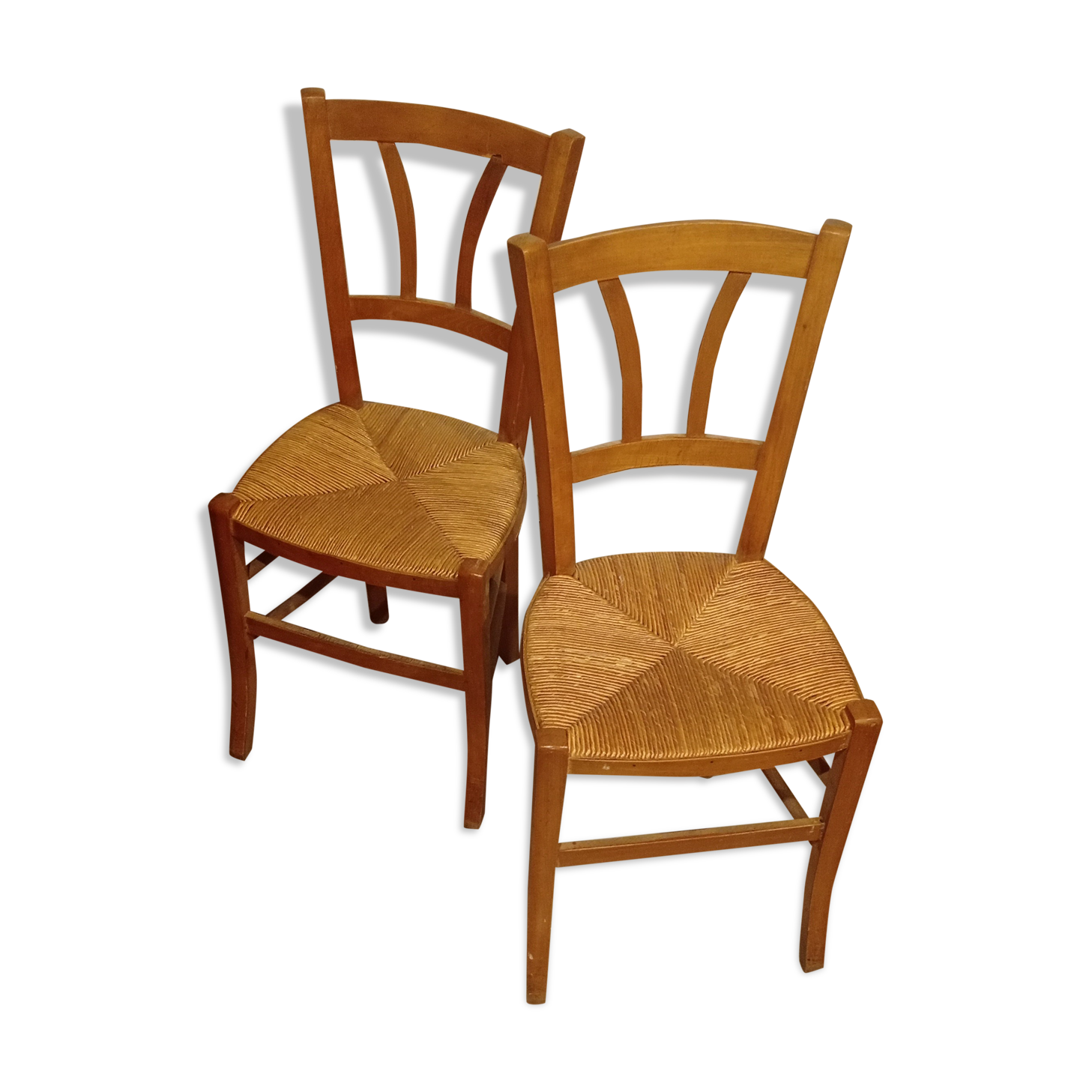 Pair of antique mulched bistro chairs