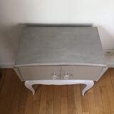 Vintage bedside table revisited in grey color
