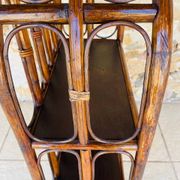 Vintage two-tier bamboo and rattan shelf with storage, Circa 1960