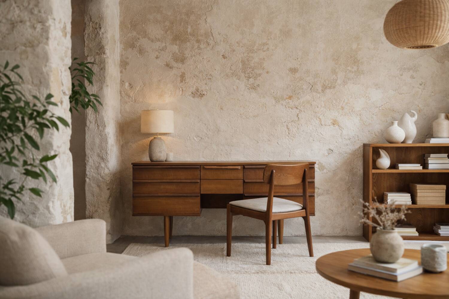 Vintage Mid-Century Modern Brown Teak Desk, 1960s