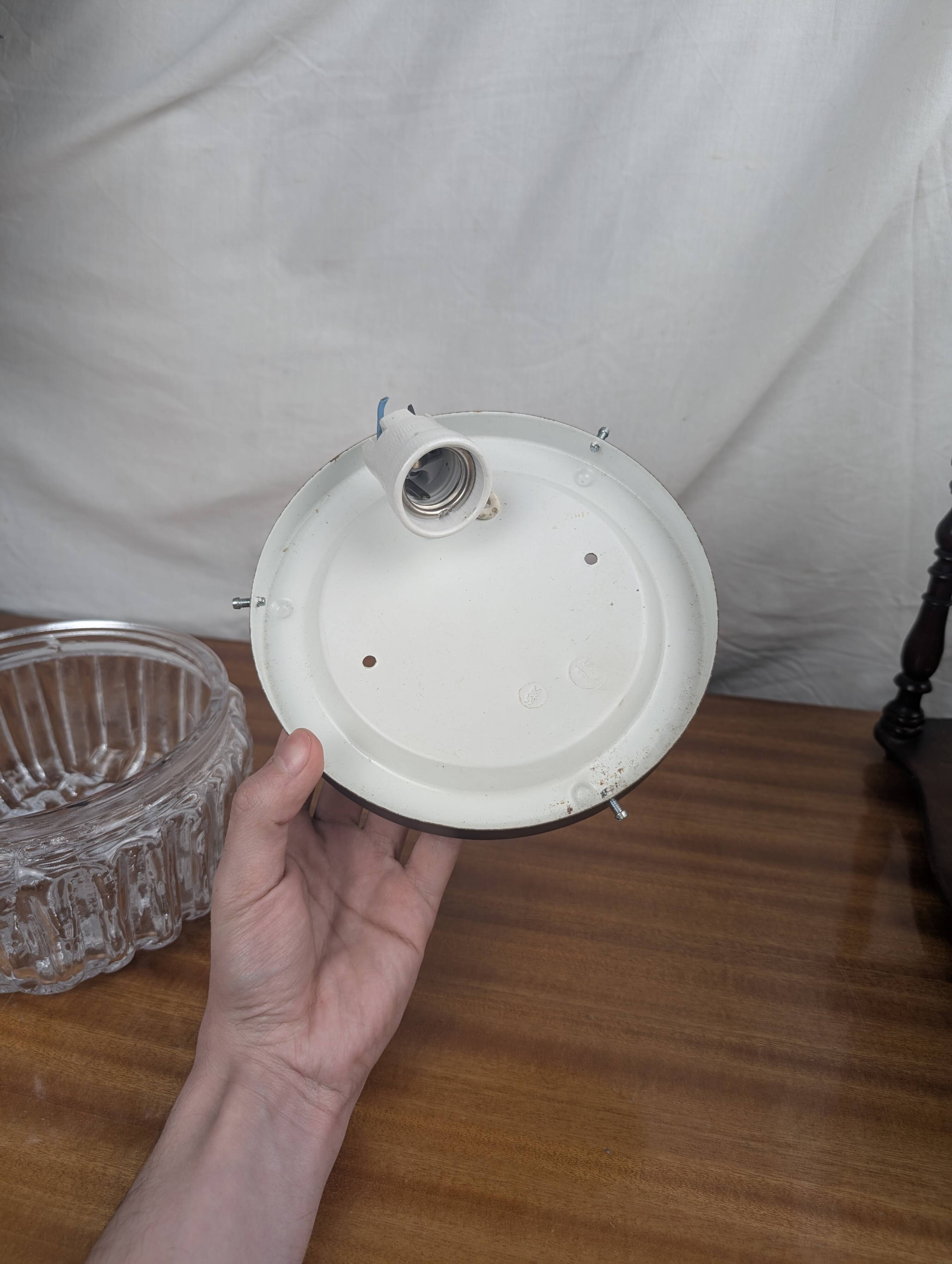 Vintage 60s Woven Glass Modernist Wall or Ceiling Light