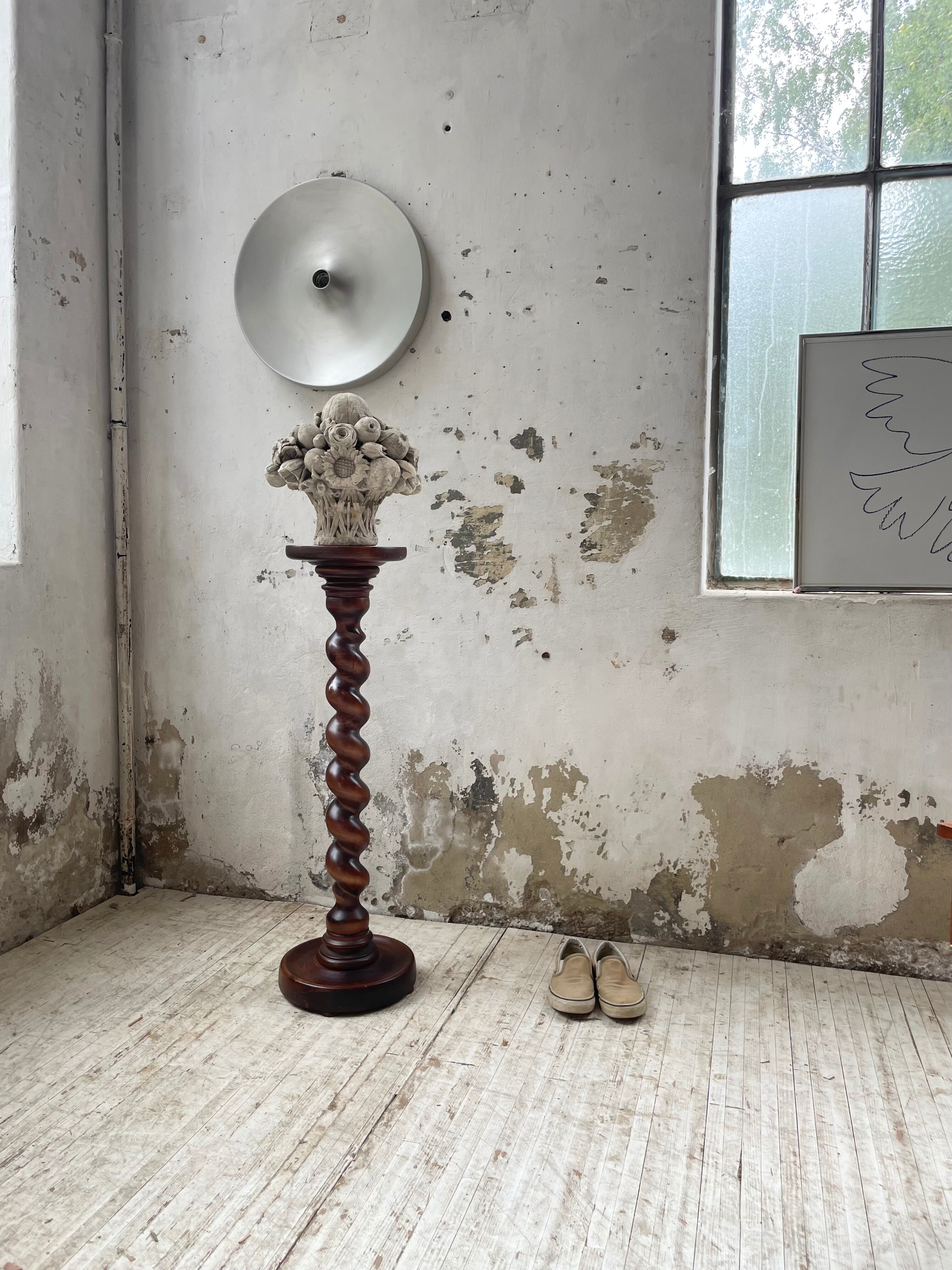 Side table walnut base turned wood