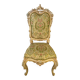 Set of 4 Venetian style sculpted wooden chairs, cream and gold, Italy.