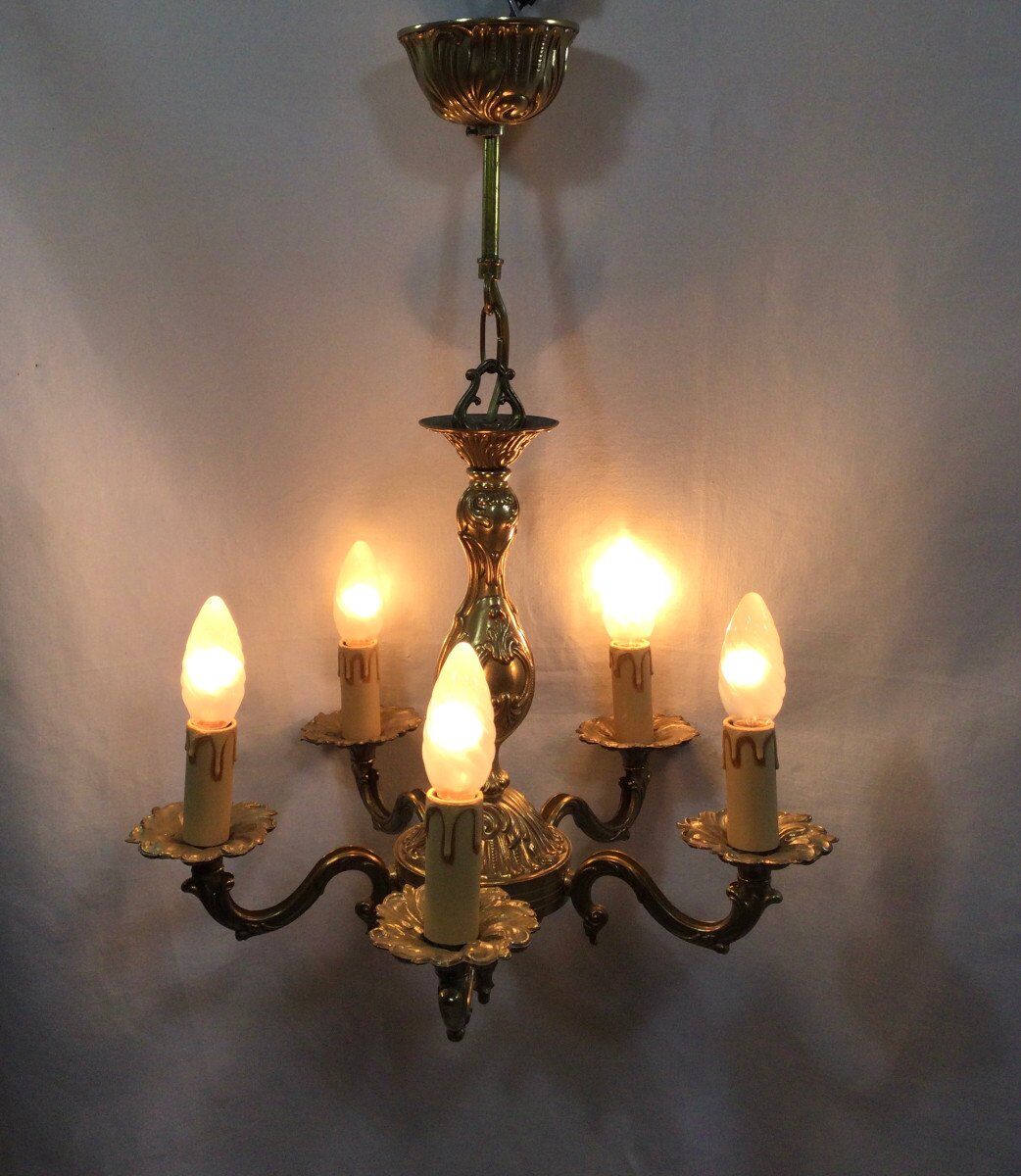 Chandelier 5 lights in bronze