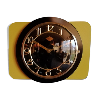 Vintage formica clock silent rectangular wall clock "lora yellow black"