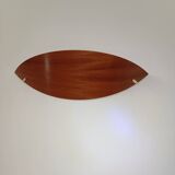 Large wooden and brass wall lights by Declic France, 1980s.