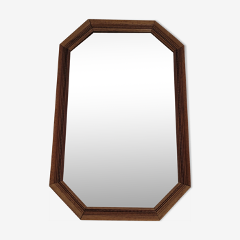 Octagonal wood mirror 36x56cm
