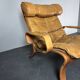 Swedish leather bentwood lounge chair by Jan Bengstsson, 1970s