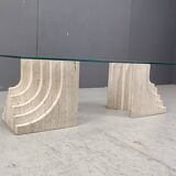 Vintage travertine coffee table Italy , 1970s