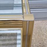 Side table in gold metal and chrome