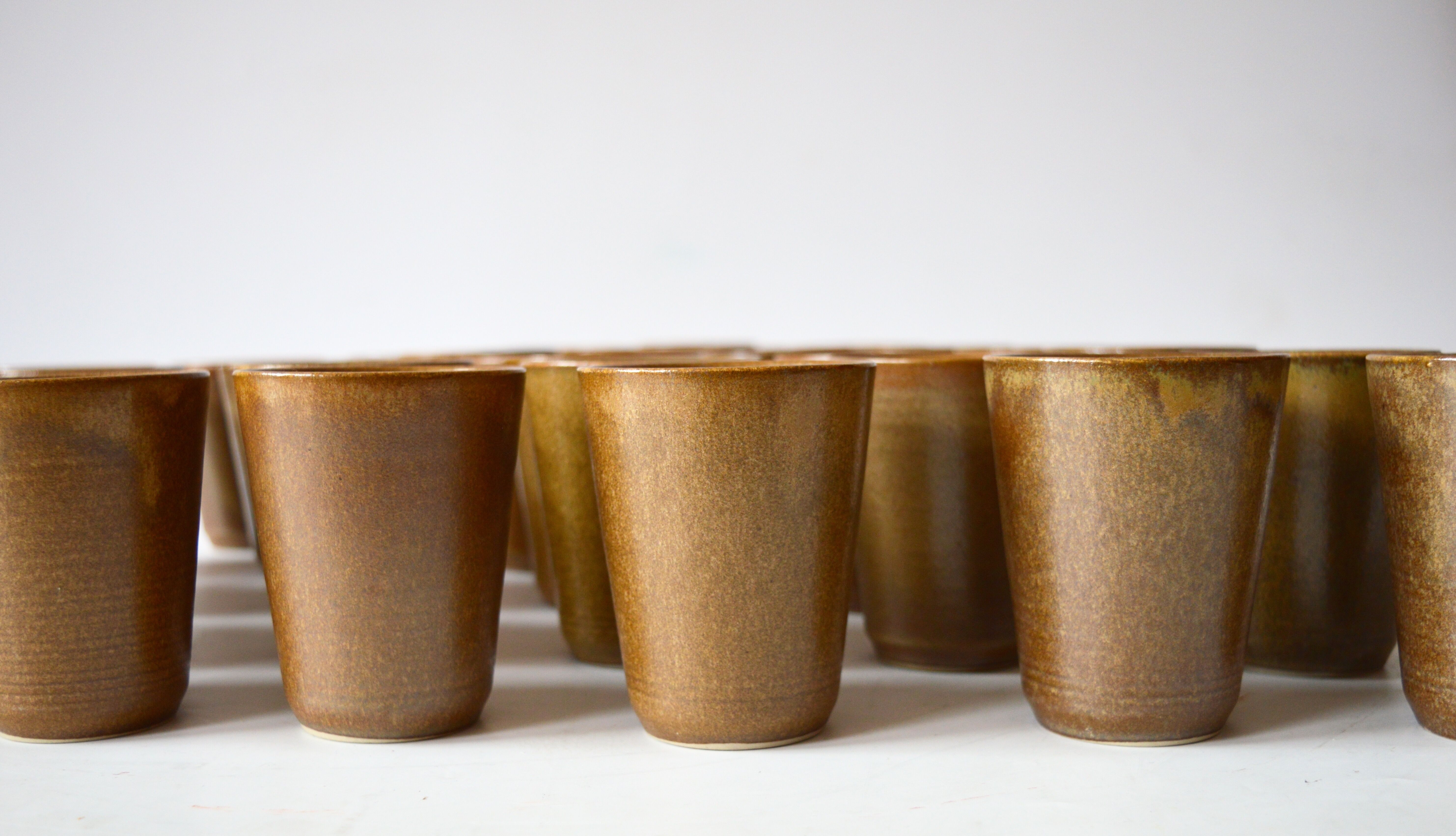 Set of 36 Digoin sandstone cups