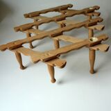 Extendable wooden coat rack with 10 hooks, vintage from the 1970s