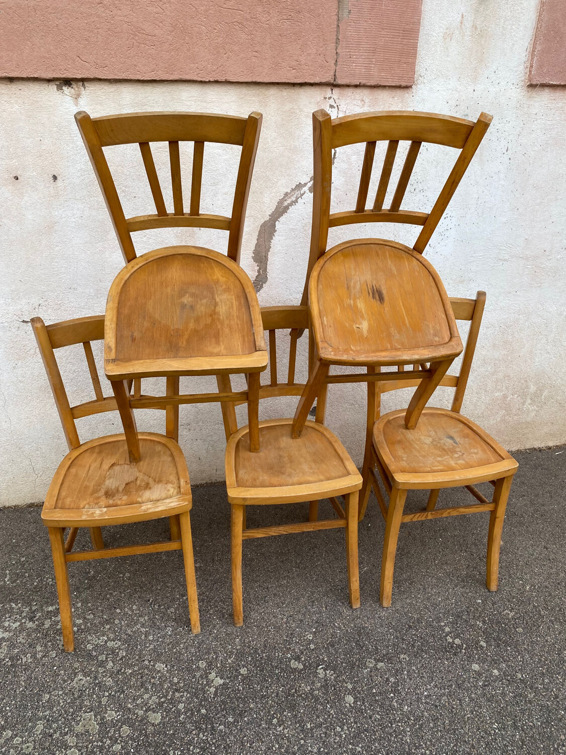 Set of 5 yellow bistro chairs