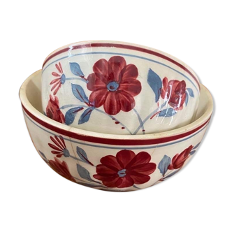 2 Ceranord St Amand bowls with hand-painted decoration.