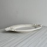 Large oval dish in sculpted white ceramic