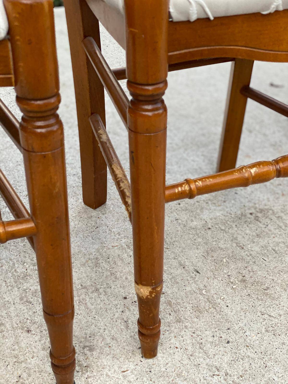 6 vintage dining room chairs in solid wood and gray fabric