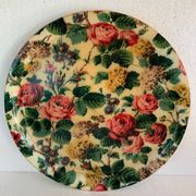 Vintage fiberglass tray 60's mtif floral roses
