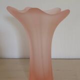 Vintage frosted pink glass corolla vase