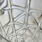 Vintage design vase in crystal. faceted patterns, braces. flared neck