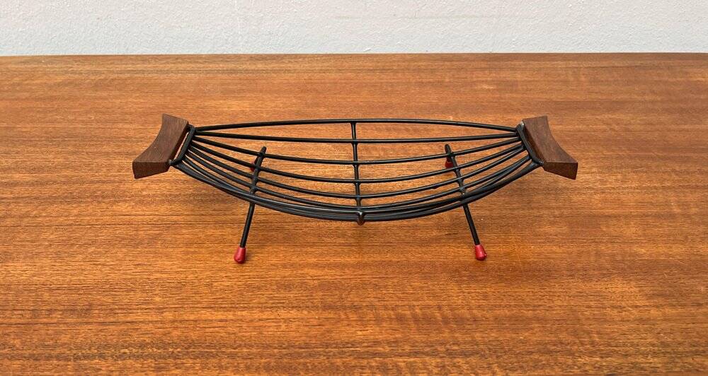 Mid-Century String Fruit Bowl with Teak Handle, 1960s