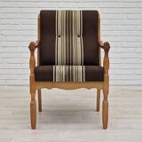 1970s, Danish design, oak wood armchair in furniture wool.