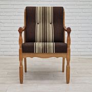 1970s, Danish design, oak wood armchair in furniture wool.