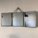 Mirror triptych Barber nickeled vintage 1930 31x77cm