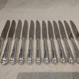 12 dessert knives with silver-plated metal handles, silversmith Ercuis Valencay