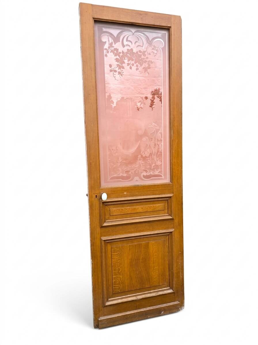 Engraved glass door, late 19th century.