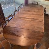 Table ronde noyer avec 4 rallonges