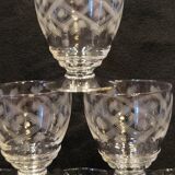 10 old port wine glasses in engraved art deco chiseled crystal