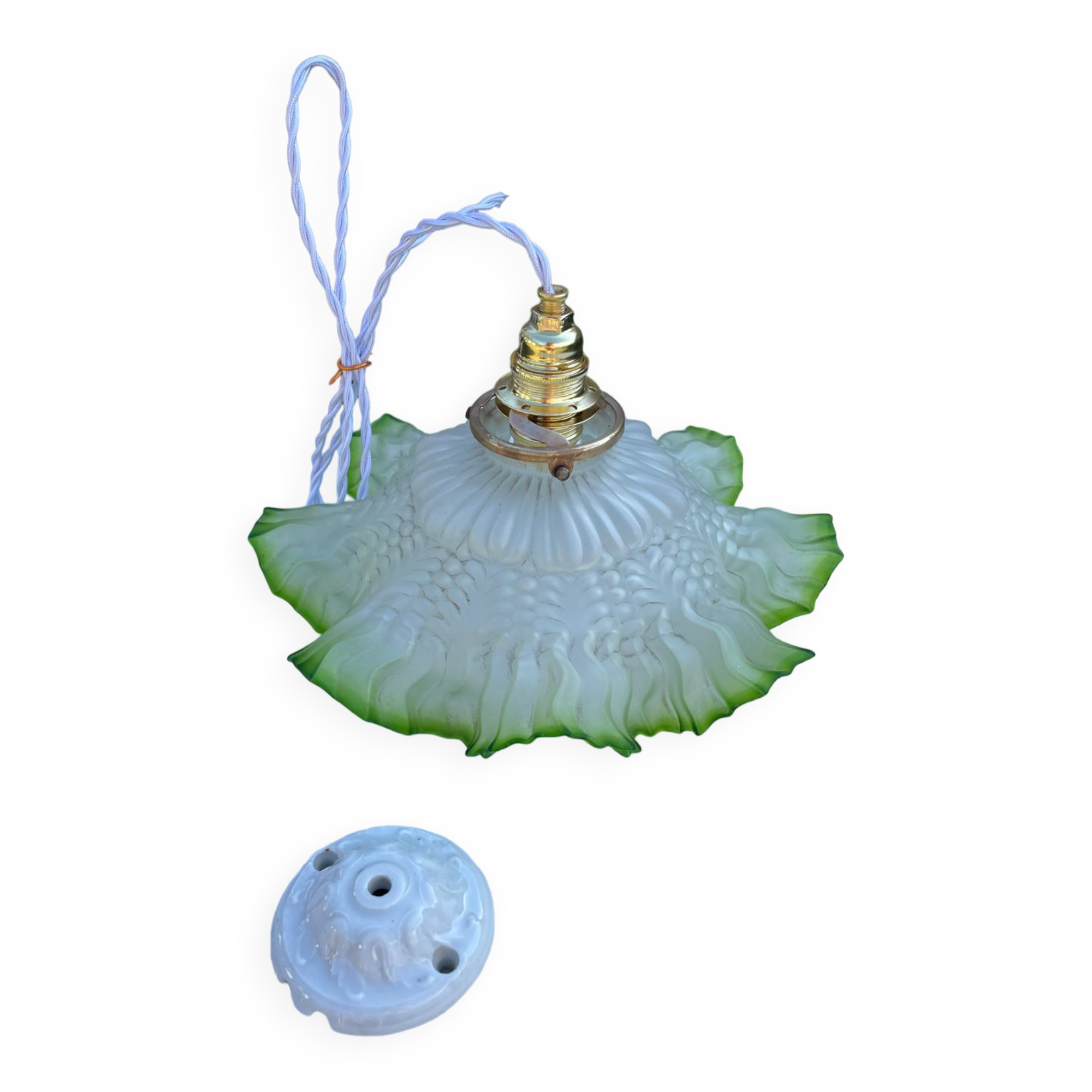 Vintage pleated pendant light 1900