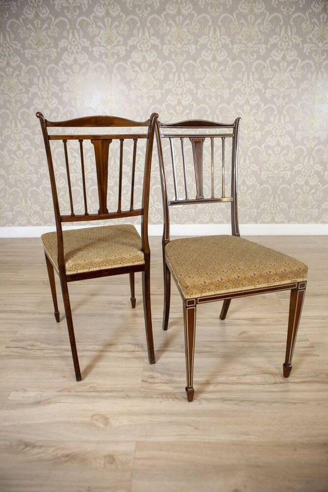 English Sheraton Style Armchairs and Chairs, Late 19th Century, Set of 4