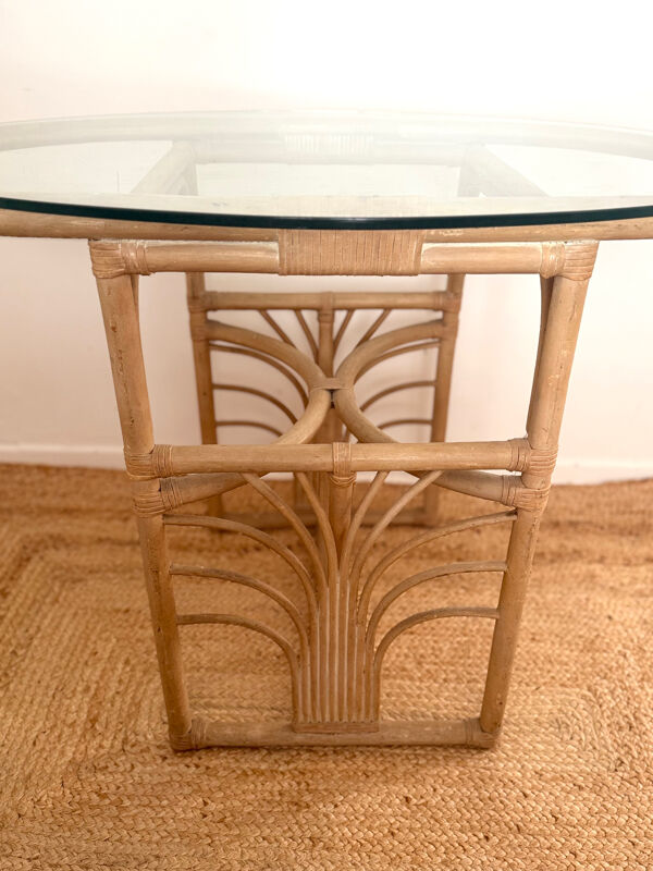 Petite table de repas ovale en rotin ''Double Gerbe'' – Format Duo Rivie