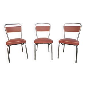 Set de 3 chaises industrielles - skai