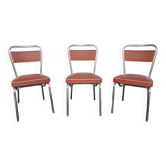 set of 3 burgundy skai industrial chairs